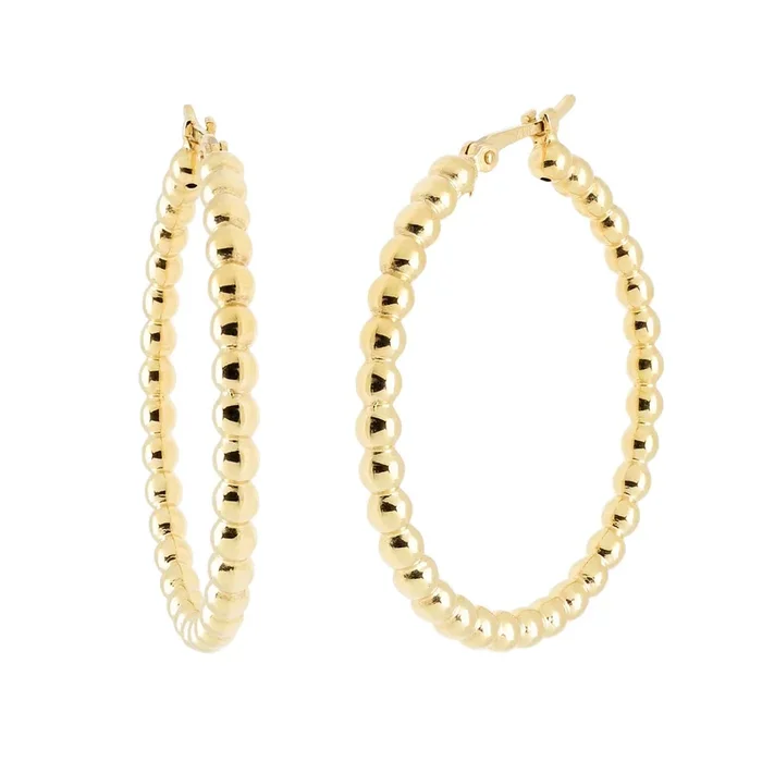 Bead Hoop Earrings in 14kt Yellow Gold
