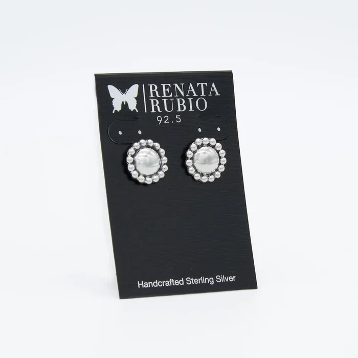Beaded Frame Sterling Silver Post Earrings