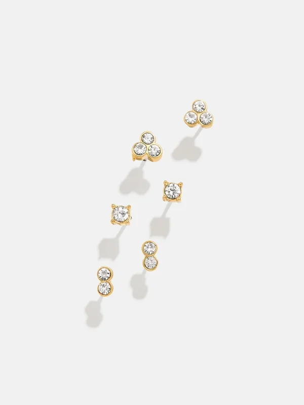 Beckett Waterproof Earring Set – Gold/Pavé