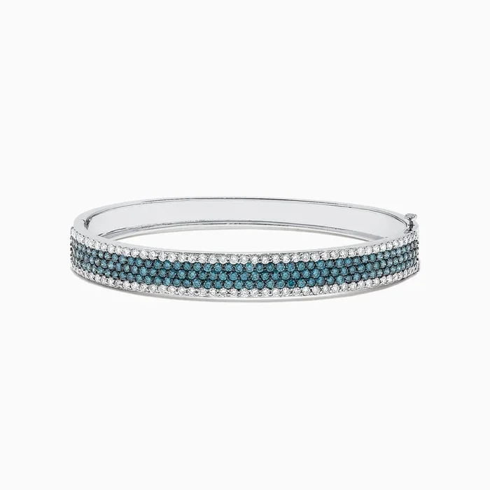 Bella Bleu 14K White Gold Blue and White Diamond Bangle, 4.47 TCW
