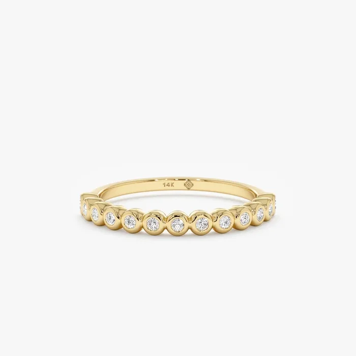 Bezel Diamond Half Eternity Ring, Camille