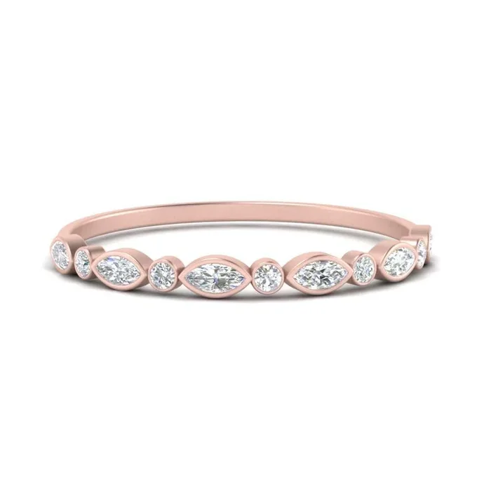 Bezel Set Thin Stackable Band