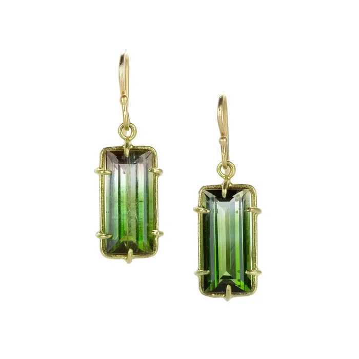 Bi-Color Green Tourmaline Earrings