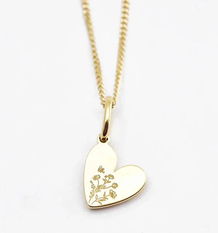 Birth Flower Heart Necklace – Wild Flower