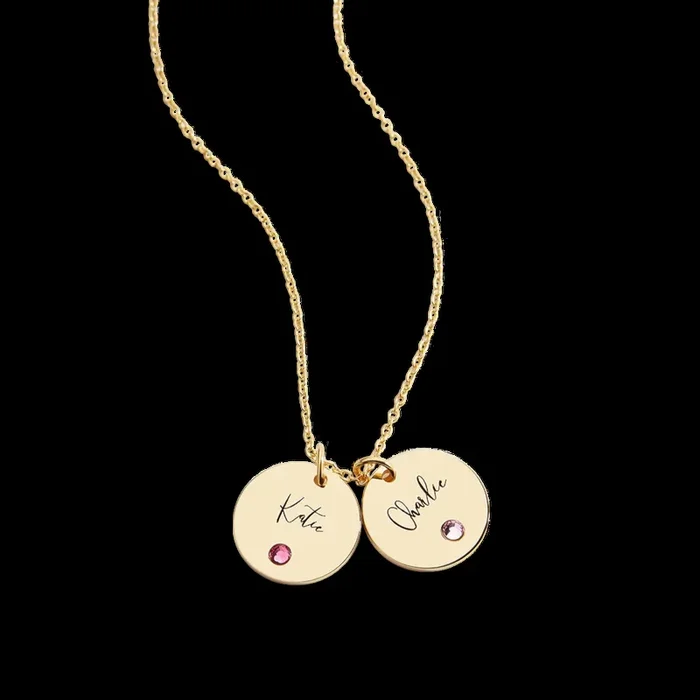 Birthstone Disc Name Necklace