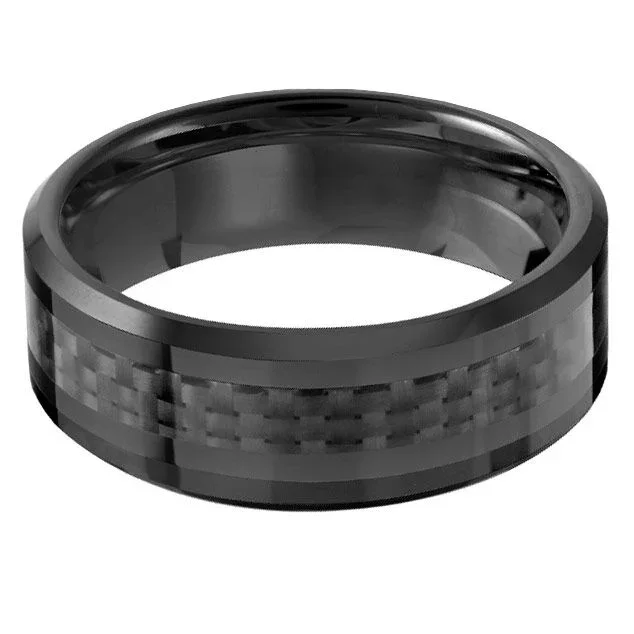 Black Carbon Fiber Ceramic 8mm Wedding Ring