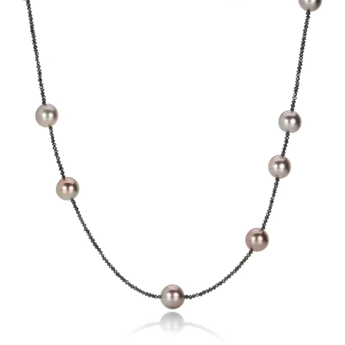 Black Diamond and Brown Tahitian Pearl Necklace