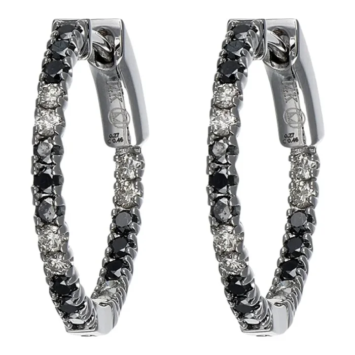 Black Diamond Earrings (Black Diamond 0.46 cts. White Diamond 0.27 cts.)
