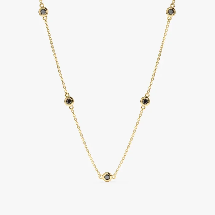 Black Diamond Station Necklace, Gwen