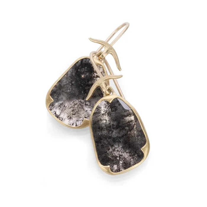 Black Lacy Diamond Slab Earrings