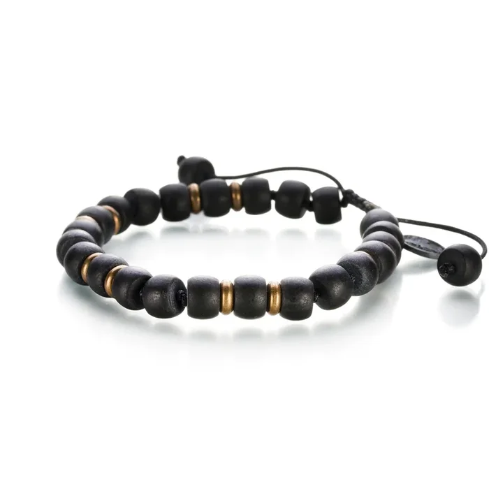 Black Onyx and Brass Bracelet