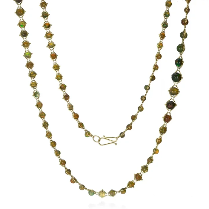 Black Opal Graduated Textile Necklace