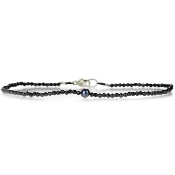 Black Spinel and Dark Gray Pearl Beaded Bracelet