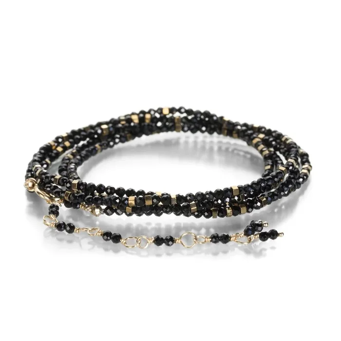 Black Spinel Confetti Wrap Bracelet – 34″