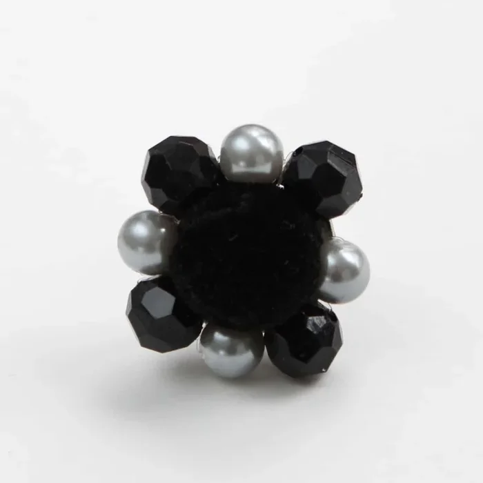 Black Velvet Beaded Ring