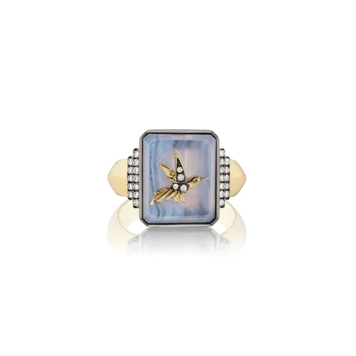 Blackened Motif Signet Ring