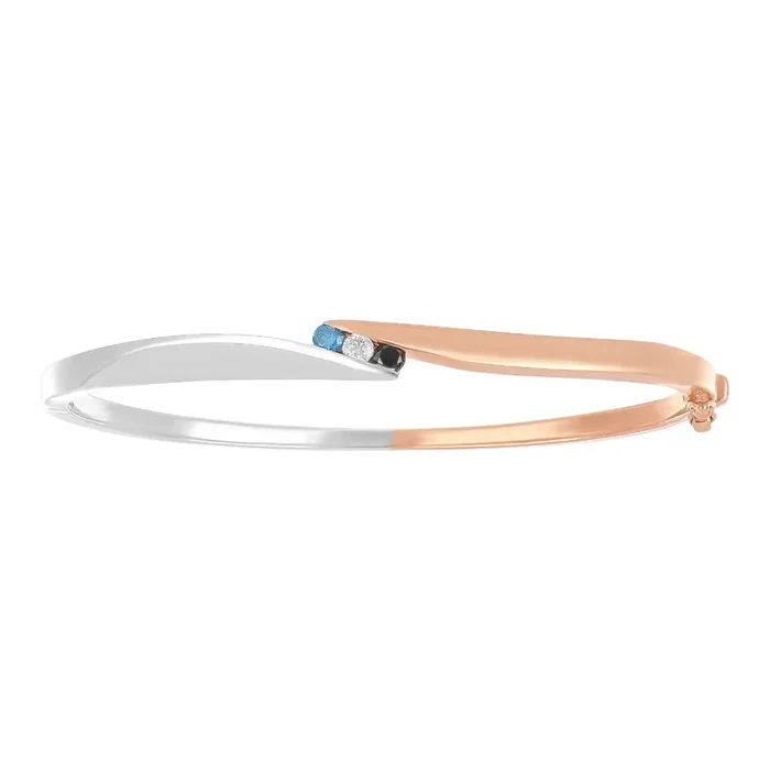 Blue and Black Diamond Bangle (Blue Diamond 0.09 cts. Black Diamond 0.1 cts. White Diamond 0.1 cts.)