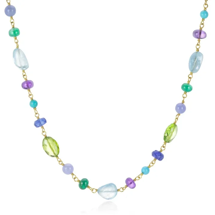 Blue and Green Spun Sugar Necklace