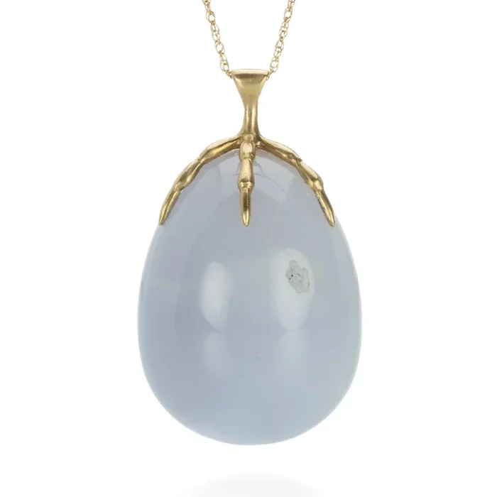 Blue Chalcedony Egg & Claw Necklace