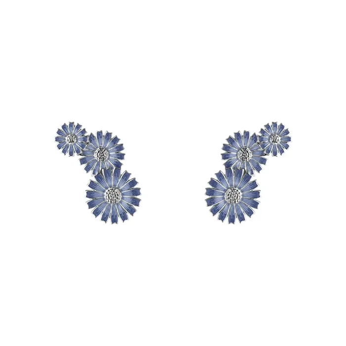 Blue Daisy Triplet Earrings