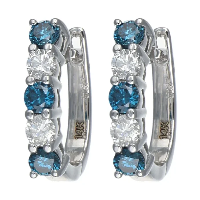 Blue Diamond Earrings (Blue Diamond 0.72 cts. White Diamond 0.46 cts.)