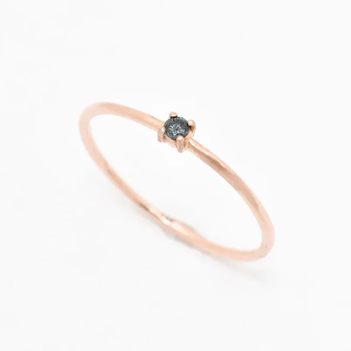 Blue Diamond Ring – Real 14k Gold Diamond Ring – Dainty Blue Diamond Ring