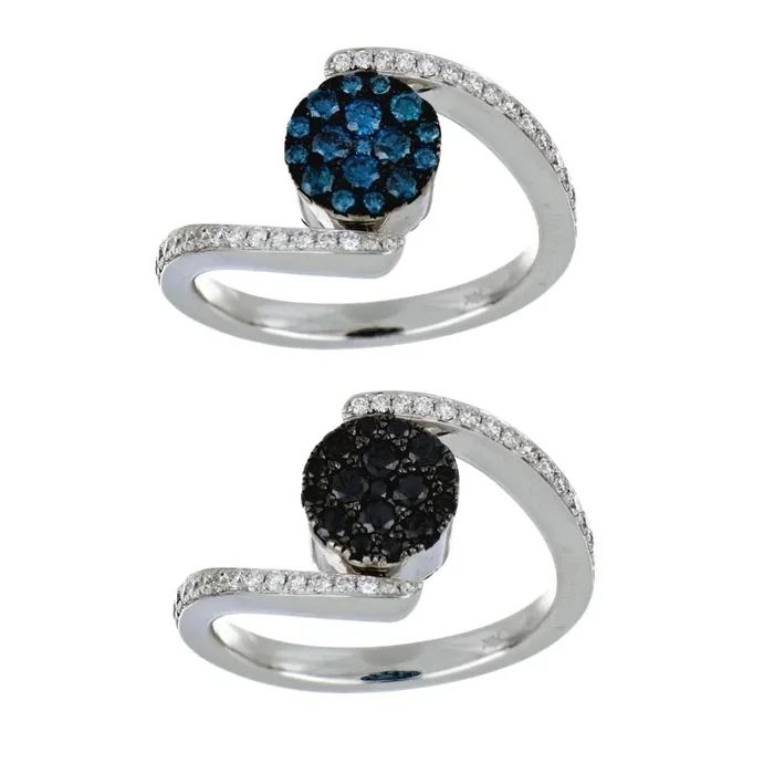 Blue Diamond Ring (Blue Diamond 0.36 cts. Black Diamond 0.39 cts. White Diamond 0.24 cts.)