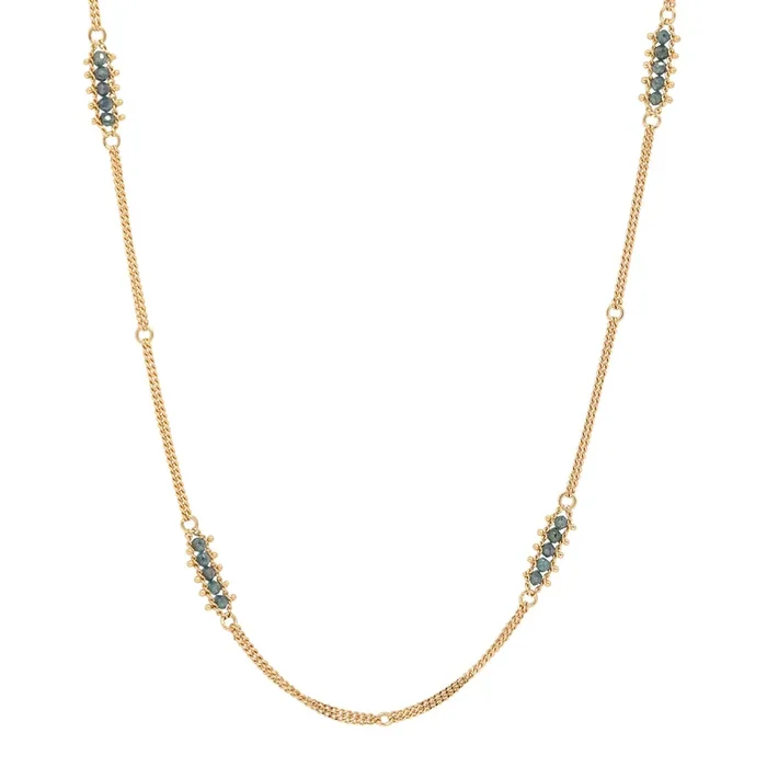 Blue Diamond Textile Station Necklace