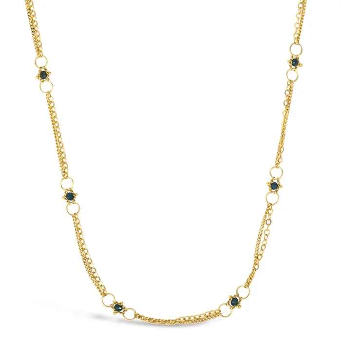 Blue Diamond Whisper Chain Necklace in 18k Gold