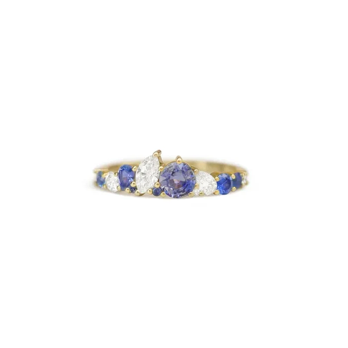 Blue Sapphire and Diamond Firework Band