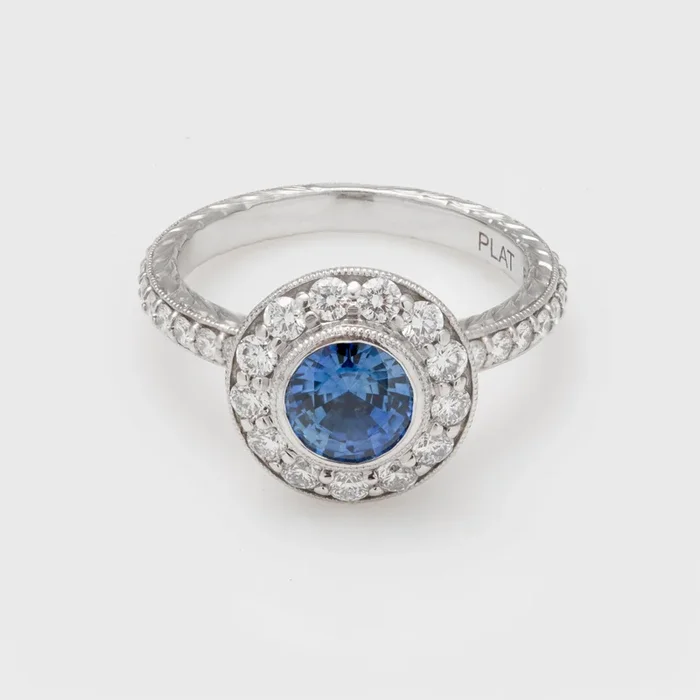 Blue Sapphire and Diamond Ring
