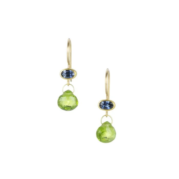 Blue Sapphire and Idiocrase Apple & Eve Earrings