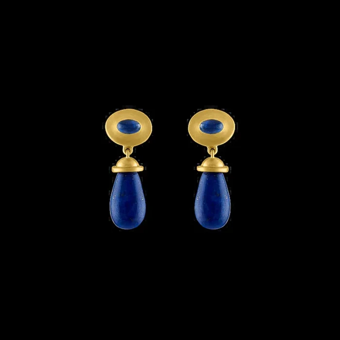 Blue Sapphire and Lapis Alabastra Earrings