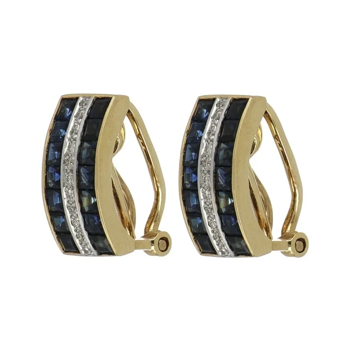 Blue Sapphire Earrings (Blue Sapphire 2.48 cts. White Diamond 0.11 cts.)