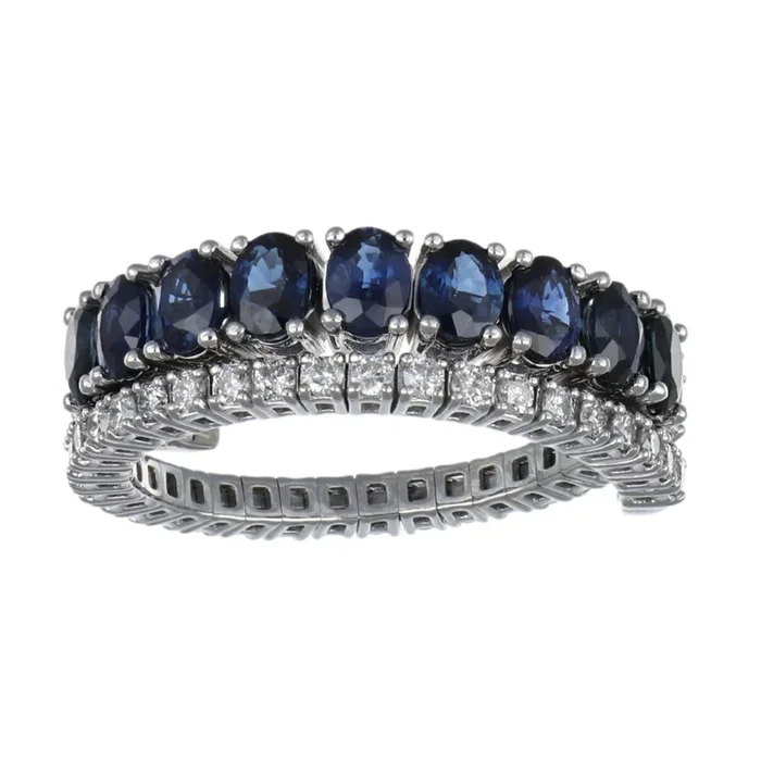Blue Sapphire Flexi Ring (Blue Sapphire 1.97 cts. White Diamond 0.75 cts.)