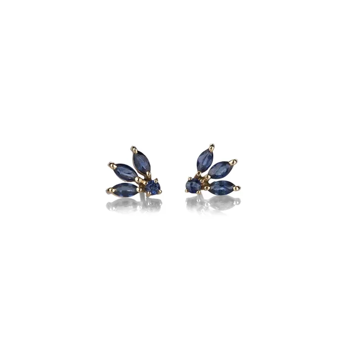 Blue Sapphire Flower Studs