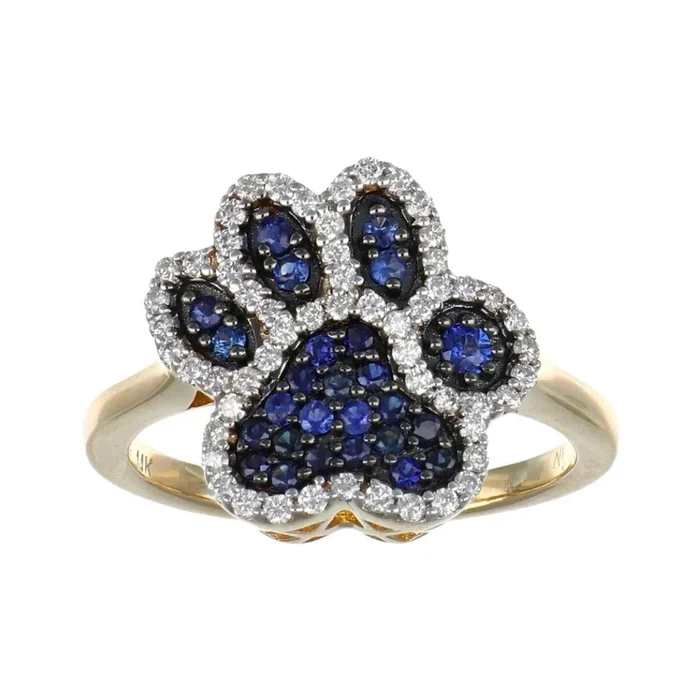 Blue Sapphire Ring (Blue Sapphire 0.3 cts. White Diamond 0.28 cts.)