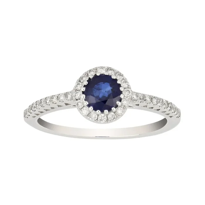 Blue Sapphire Ring (Blue Sapphire 0.61 cts. White Diamond 0.33 cts.)
