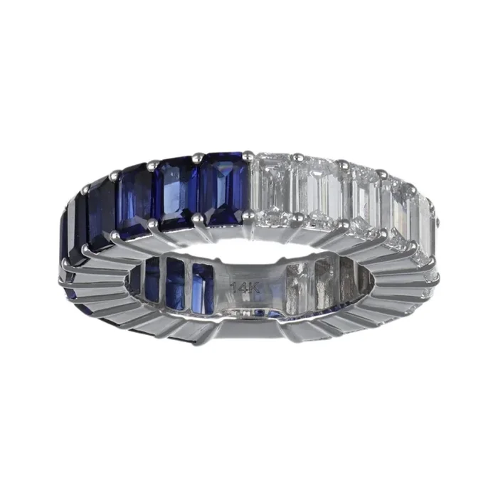 Blue Sapphire Ring (Lab Grown Blue Sapphire 4.6 cts. Lab Grown White Diamond 3.6 cts.)