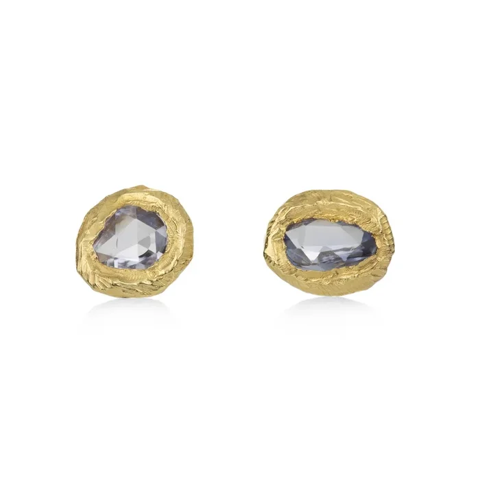 Blue Sapphire Rose Cut Studs