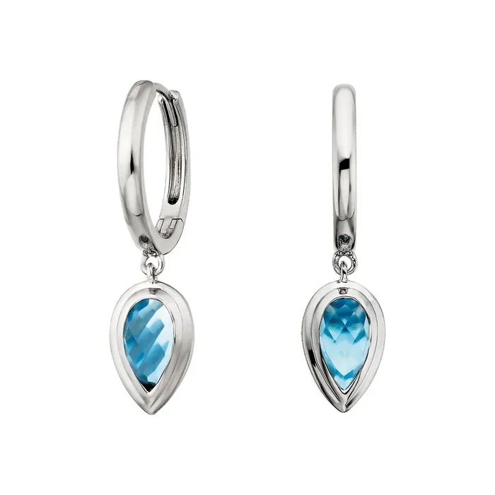 Blue Topaz Pear Dangle Earrings