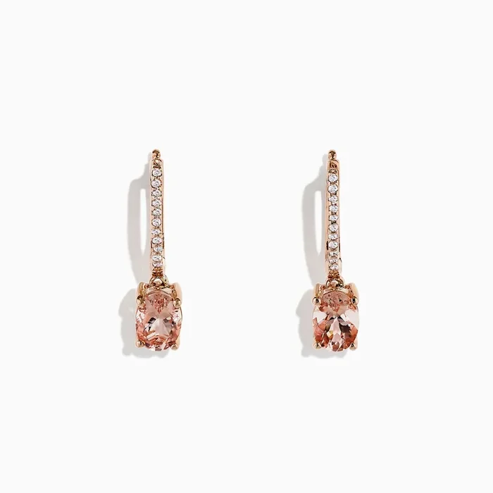 Blush 14K Rose Gold Morganite and Diamond Earrings, 1.49 TCW