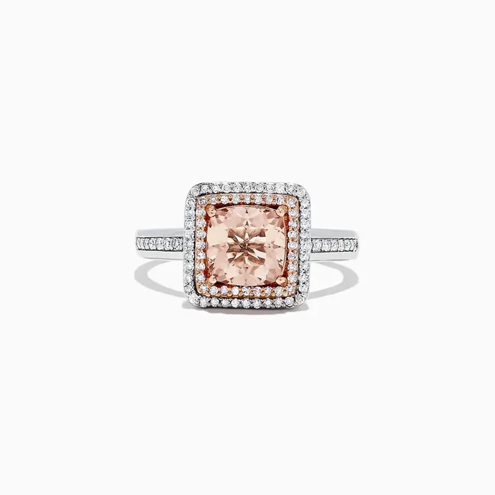 Blush 14K Two Tone Gold Morganite and Diamond Ring, 1.68 TCW