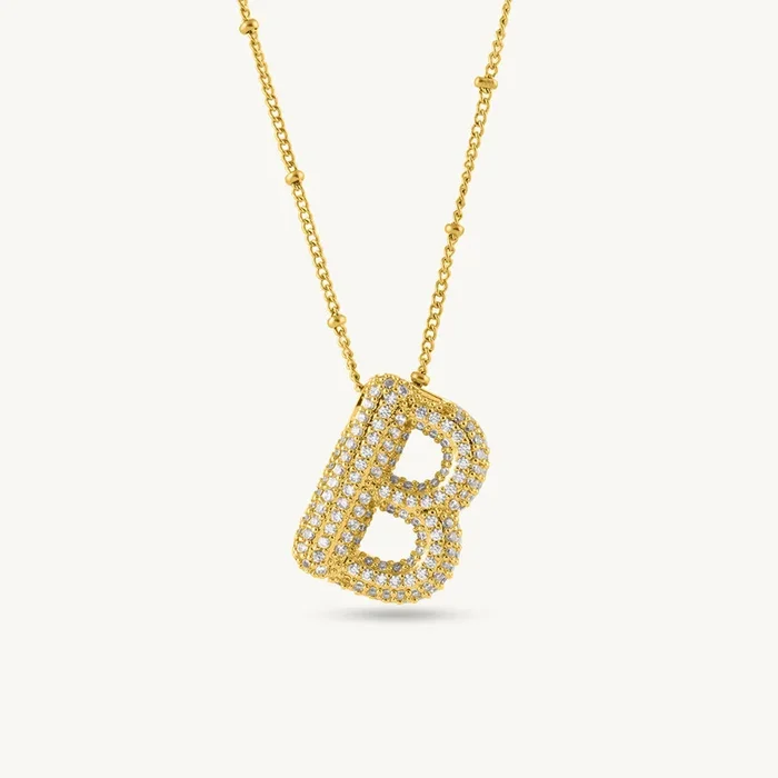 Bold Initial “B” Pendant Necklace