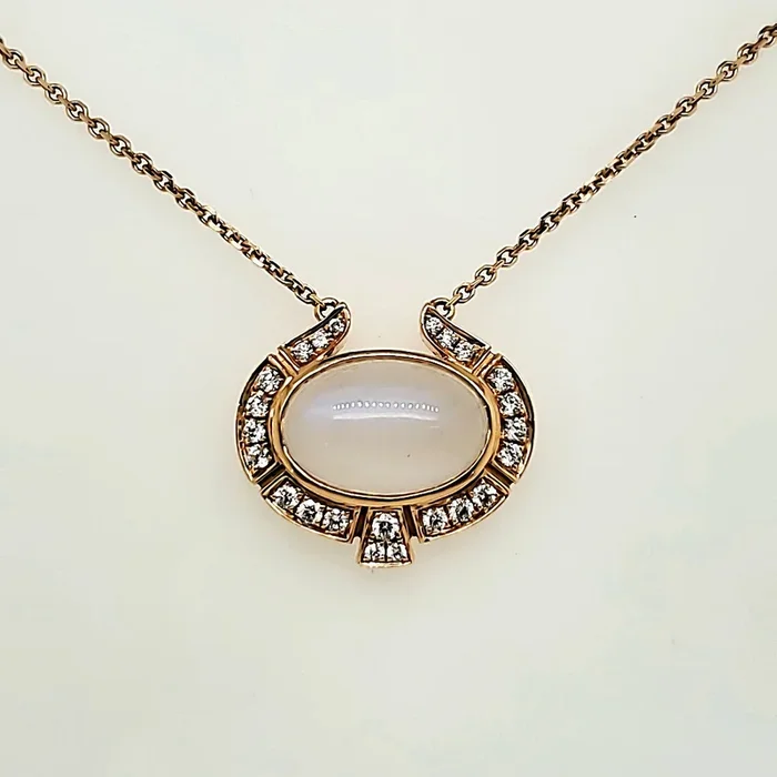 Boodles 18kt Rose Gold Moonstone and Diamond Necklace
