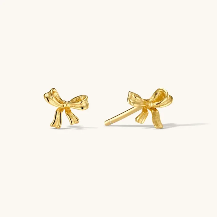 Bow Stud Earrings Gold