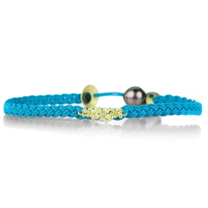 Braided Blue Floral Bracelet