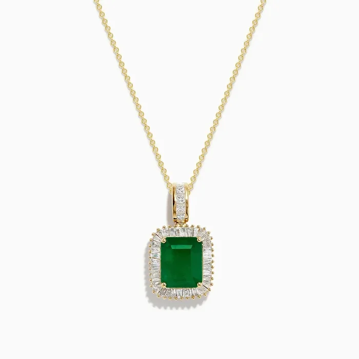 Brasilica 14K Yellow Gold Diamond and Emerald Pendant