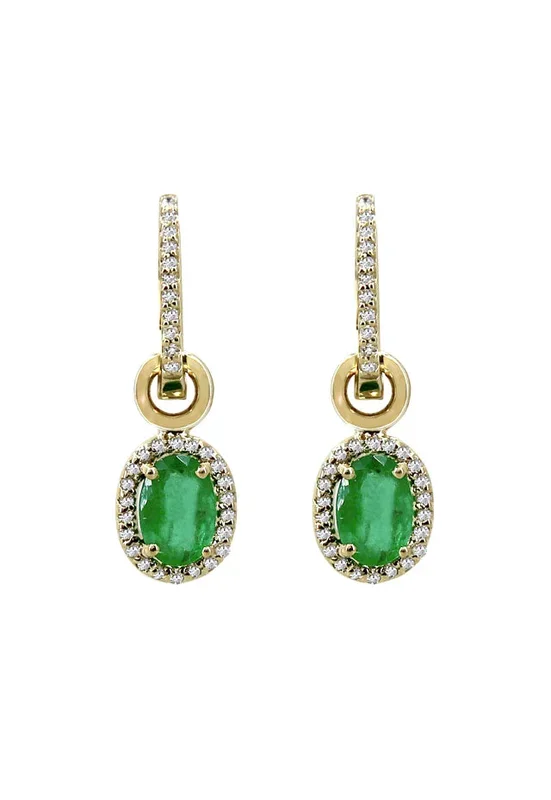 Brasilica 14K Yellow Gold Emerald and Diamond Earrings, 1.78 TCW
