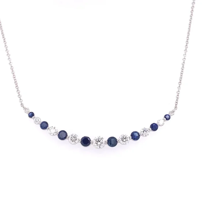 Bremer Jewelry 18K White Gold Round Diamonds and Sapphires Necklace (2.22ctw)